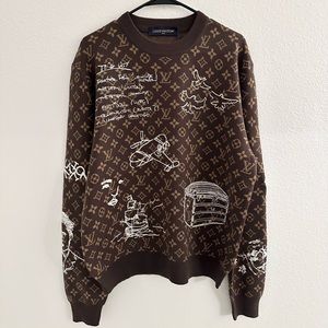 Men’s LV Monogram Embroidered Wool Crewneck Size Medium